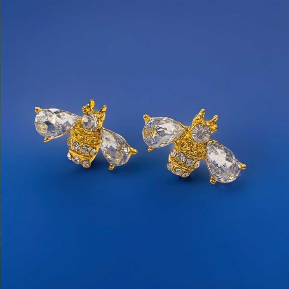 Gold Jeweled Bee Earrings